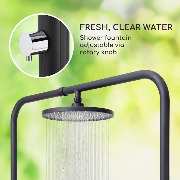 Sumatra Falls Round Garden Shower WPC Aluminium Ø 80 cm Round Round | Black