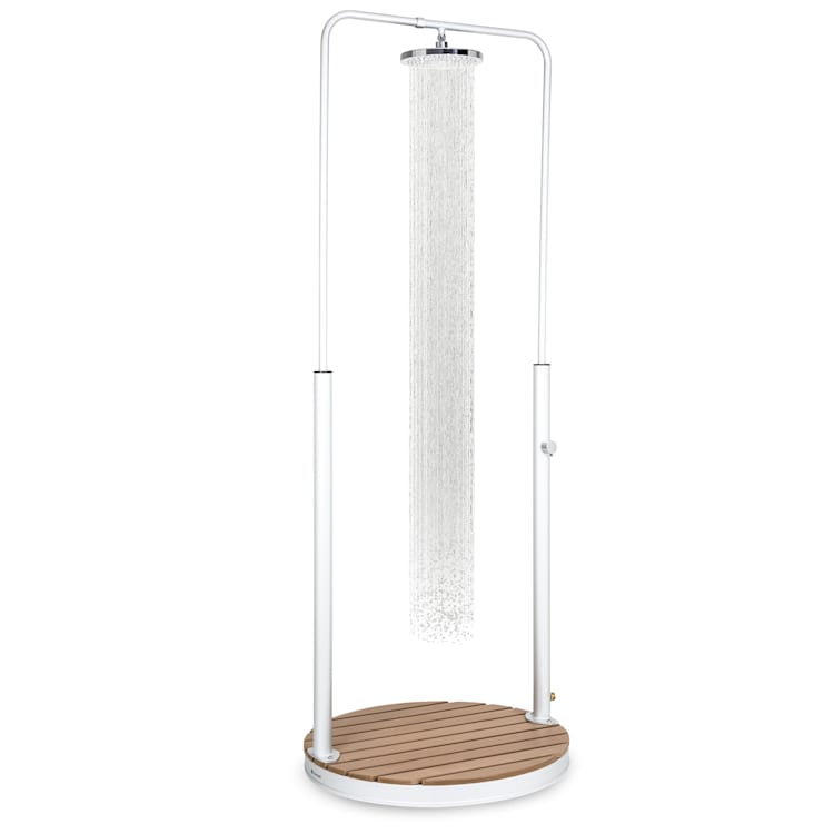 Sumatra Falls Round douche de jardin WPC Aluminium Ø 80 cm ronde round | Argent