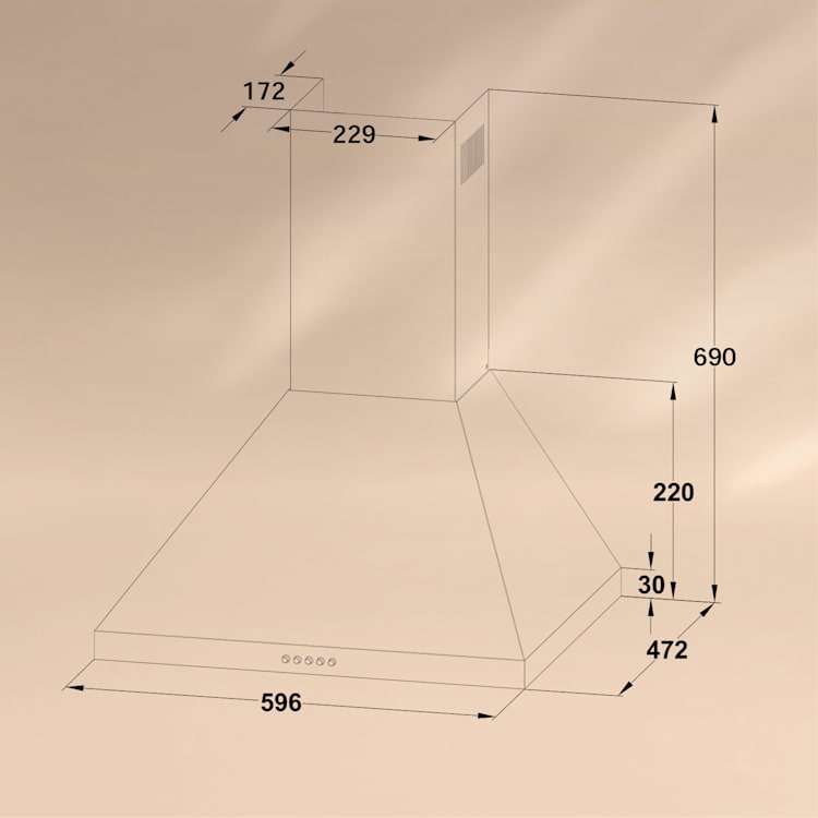 Hotte Victoria 60 cm rétro design 644,5 m³/h 2 lampes LED 60 cm | Noir