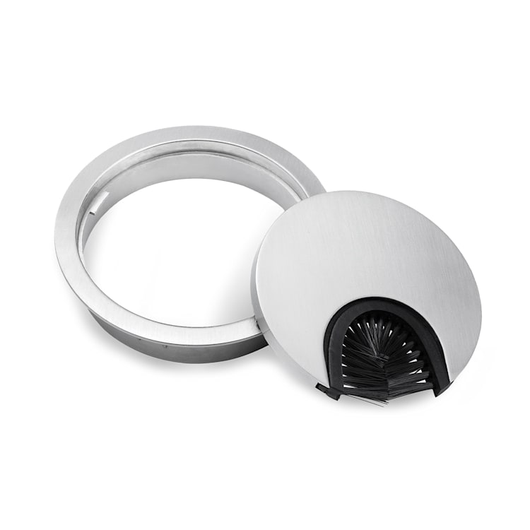 Set da 2 passacavi, 60 mm, metallo, guarnizione a setola Argento metallizzato