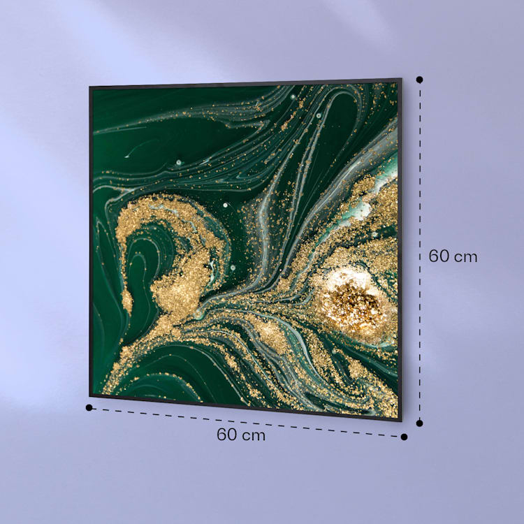 Wonderwall Air Art Smart Infrarotheizung Wirbel 60x60cm 350W 60 x 60 cm | Wirbel, schwarzer Rahmen