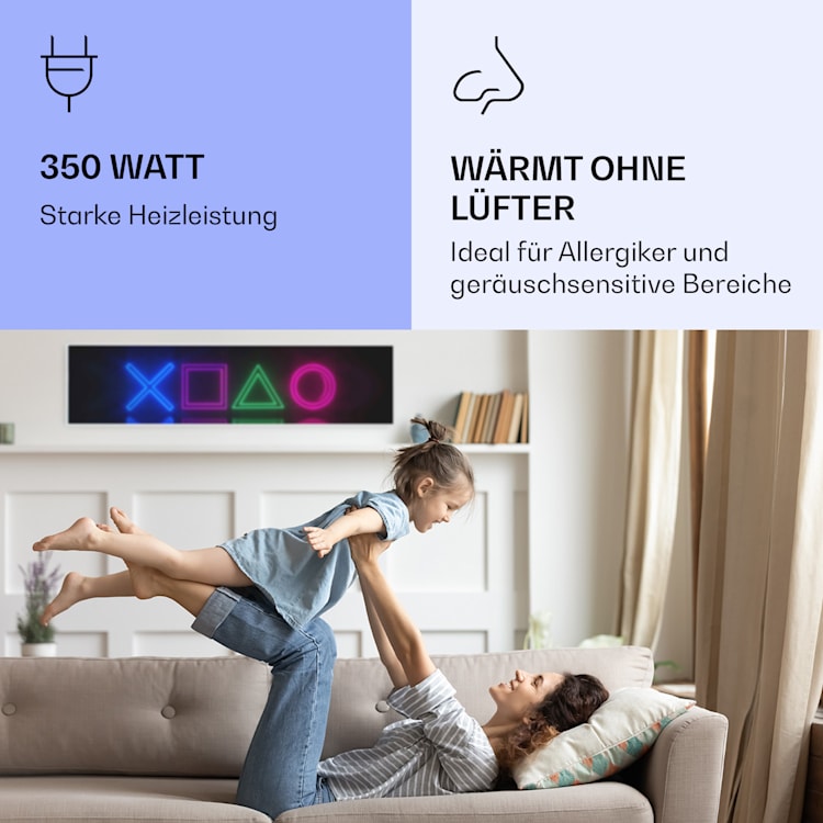 Radiateur infrarouge intelligent Wonderwall Air Art jeu 120x30 cm 350 W 120 x 30 cm | Jeu, cadre blanc