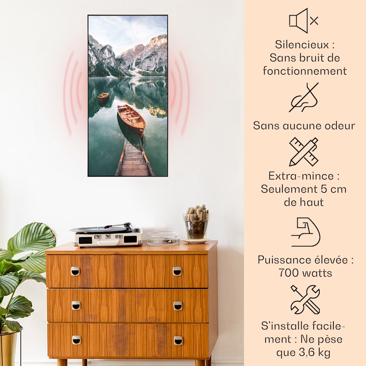 Klarstein Chauffage Infrarouge, 600W Radiateur Electrique Mural pour la  Maison, Salle de bain, Télécommande, Thermostat, Détection de Fenêtre  Ouverte, Chauffage Mural, Faible Encombrement et Econome