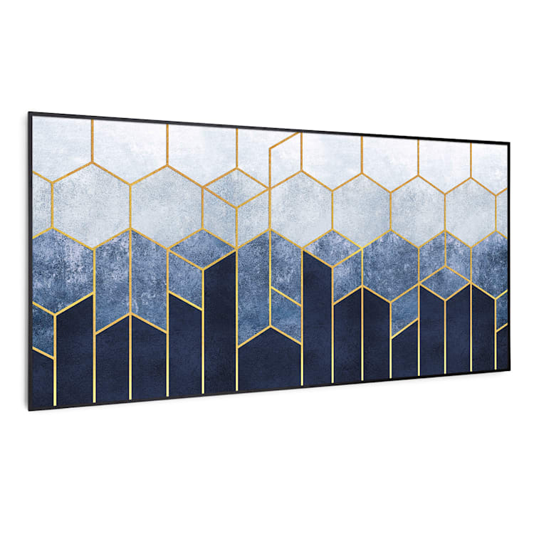 Wonderwall Air Art Smart Riscaldatore a infrarossi Linea blu 120x60cm 700W 120 x 60 cm | Linea blu, cornice nera