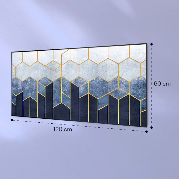 Wonderwall Air Art Smart Riscaldatore a infrarossi Linea blu 120x60cm 700W 120 x 60 cm | Linea blu, cornice nera