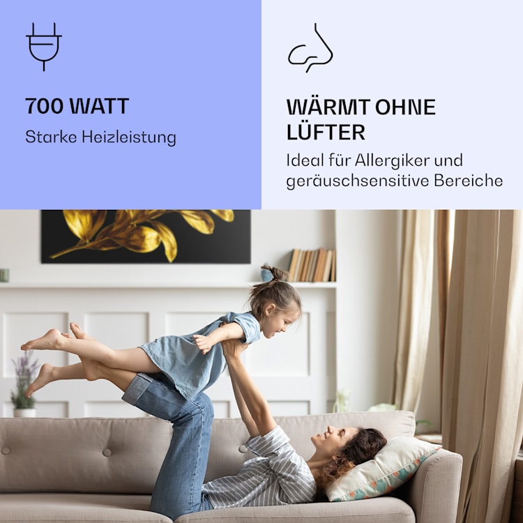 Wonderwall Air Art Smart Infrarotheizung Goldenes Blatt 120x60cm 700W 120 x 60 cm | 700 W | Goldener Zweig