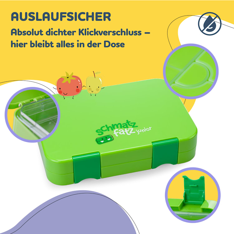 schmatzfatz junior Lunchbox 6 Fächer 21,3 x 15 x 4,5 cm  Grün