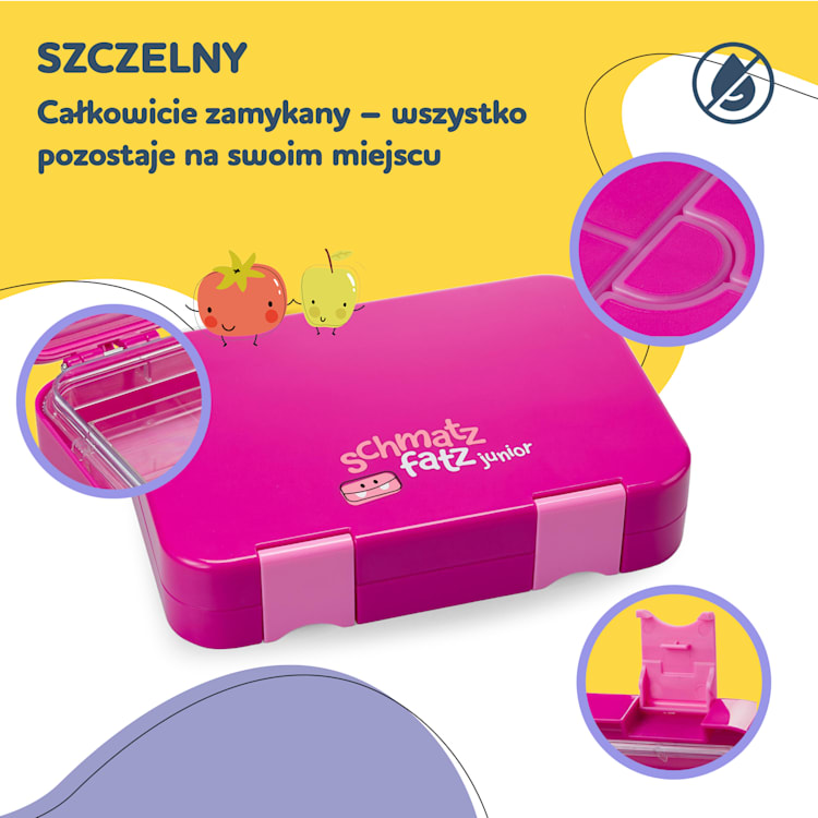 schmatzfatz junior, lunch box, 6 przegródek, 21,3 x 15 x 4,5 cm  Fuksja