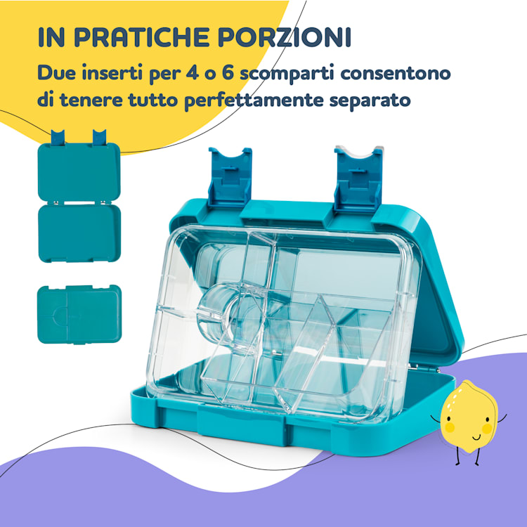 schmatzfatz junior, Lunchbox, 6 Scomparti, 21,3 x 15 x 4,5 cm  Petrolio