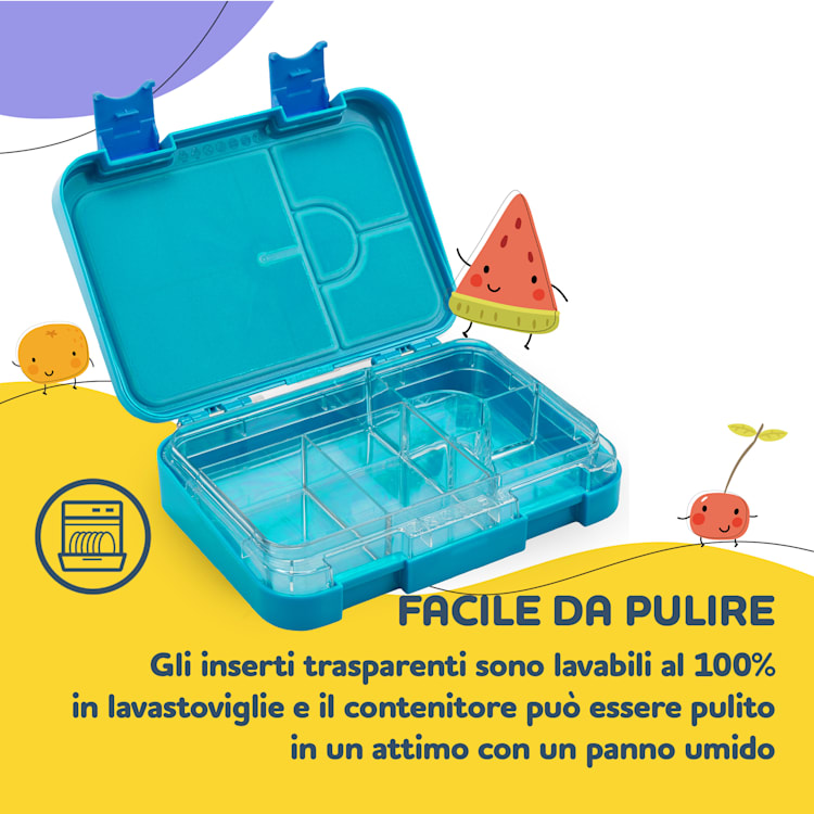 schmatzfatz junior, Lunchbox, 6 Scomparti, 21,3 x 15 x 4,5 cm  Petrolio