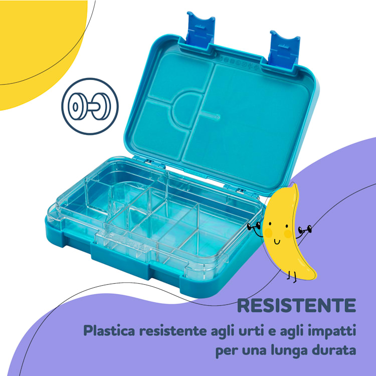schmatzfatz junior, Lunchbox, 6 Scomparti, 21,3 x 15 x 4,5 cm  Petrolio