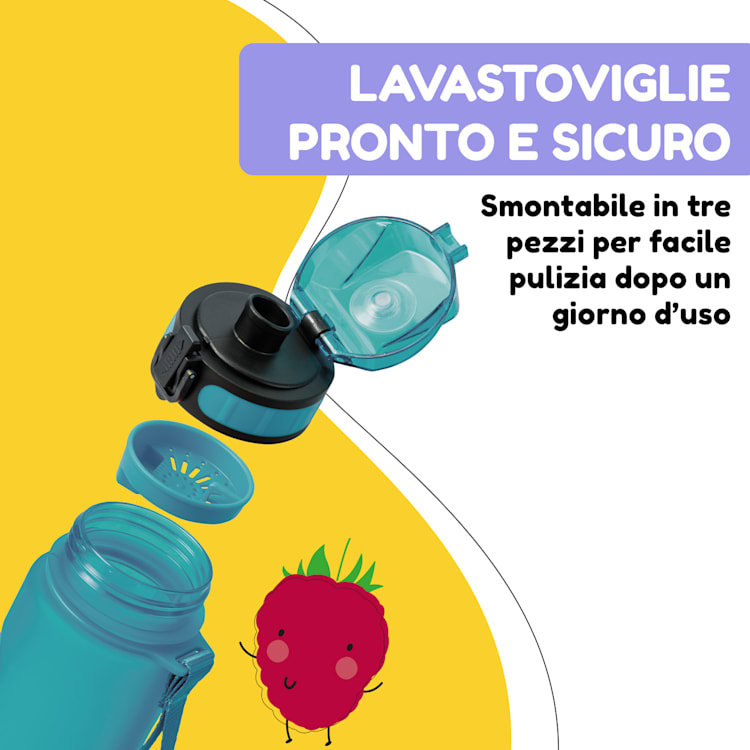 schmatzfatz, Borraccia Sportiva, 500 ml, 24 cm, Tritan 500 ml | Turchese
