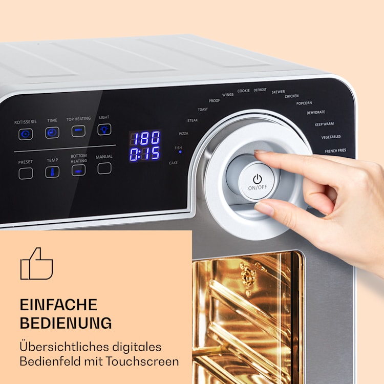 AeroVital Cube Chef Heißluftfritteuse  1700 W 14 Liter 16 Programme Ober- und Unterhitze 