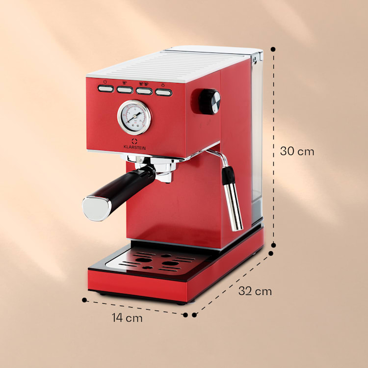Pausa Espressomaker 1350 Watt 20 Bar di pressione Serbatoio dell'acqua: 1,4 litri in acciaio inossidabile Rosso metallizzato