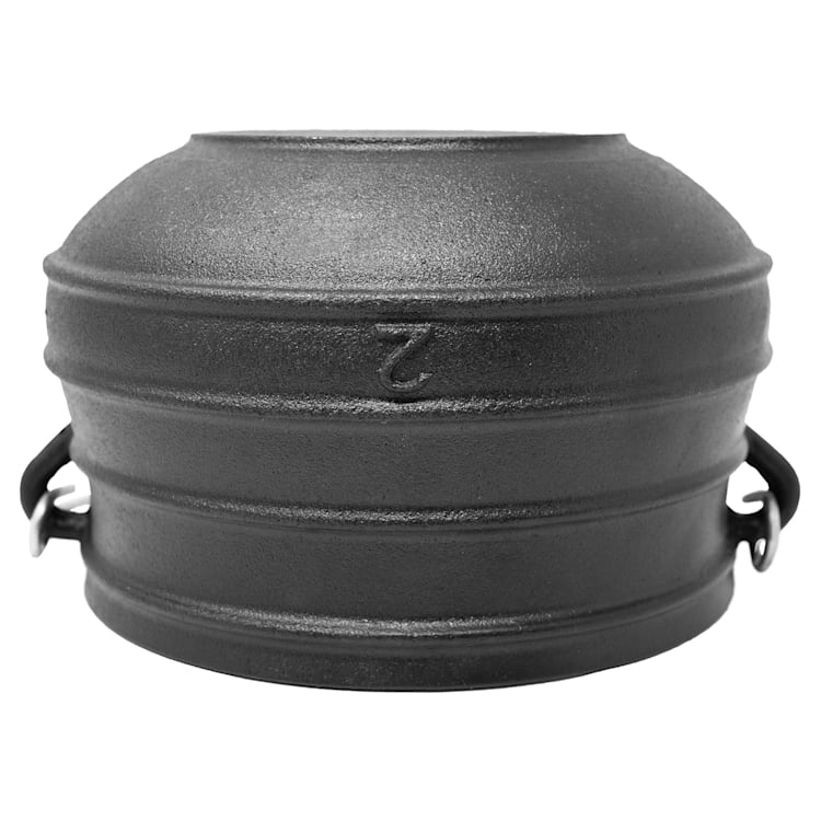 Beefalo - Potjie, pentola per brasati, misura M, ghisa, rotonda, coperchio, 6 litri 6 Ltr. | Piatto