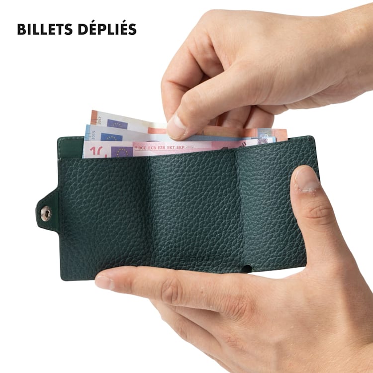 ZNAP Slim Wallet 12 Cartes pochette à monnaie 8,9 x 1,8 x 6,3 cm (LxHxP)  Protection RFID à grain | Vert Forêt