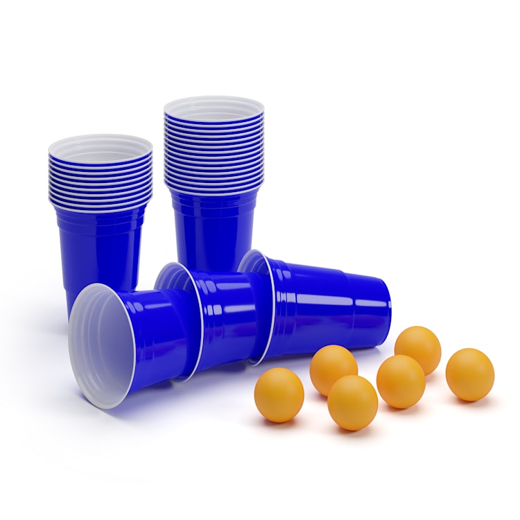 Williams Blue Party Beer Pong Cups US-College-Design 473 ml  Bälle&Regelwerk 100 Stück