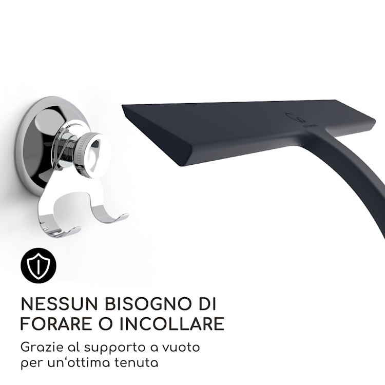 Blaze - Tergivetro per doccia, 23 cm, rivestimento in silicone, nucleo in acciaio inox, design moderno Nero