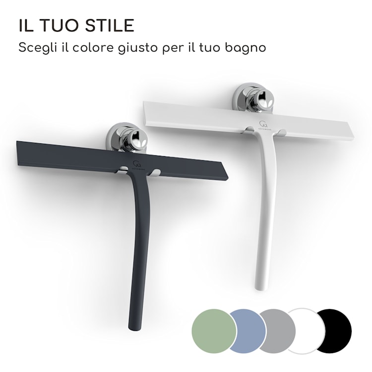 Blaze - Tergivetro per doccia, 23 cm, rivestimento in silicone, nucleo in acciaio inox, design moderno Nero