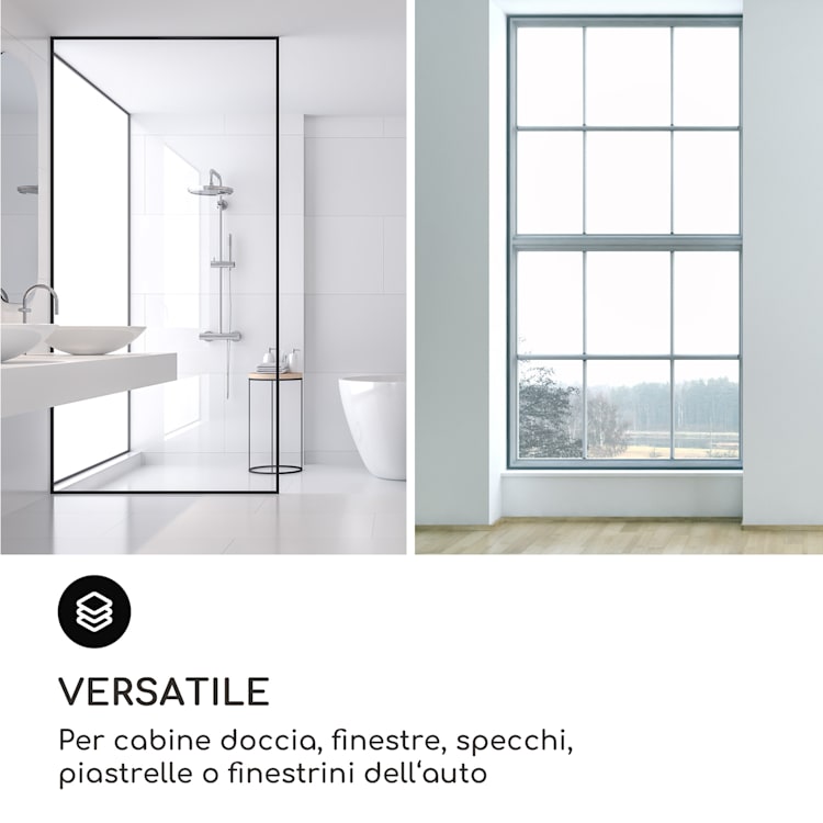 Blaze - Tergivetro per doccia, 23 cm, rivestimento in silicone, nucleo in acciaio inox, design moderno Nero