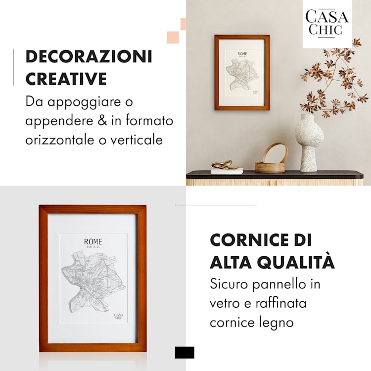 Kenton - Cornice rettangolare, DIN A4, passepartout, vetro Palissandro