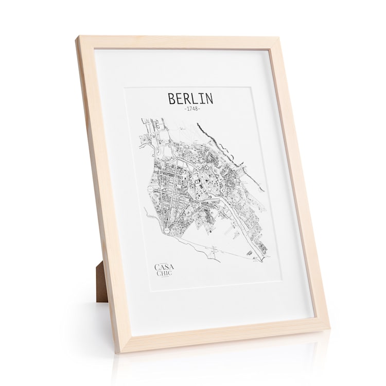 Edinburgh - Cornice rettangolare, A3, 41 x 28,7 cm, foto, passepartout, legno  Pino