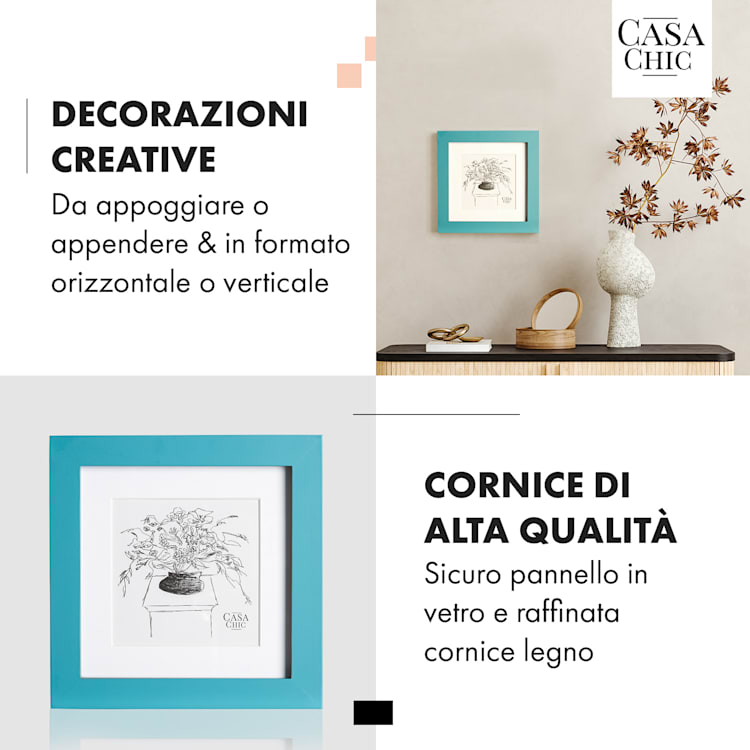 Cornice Clapton quadrata 15 x 15 cm Foto Passepartout Vetro Turchese