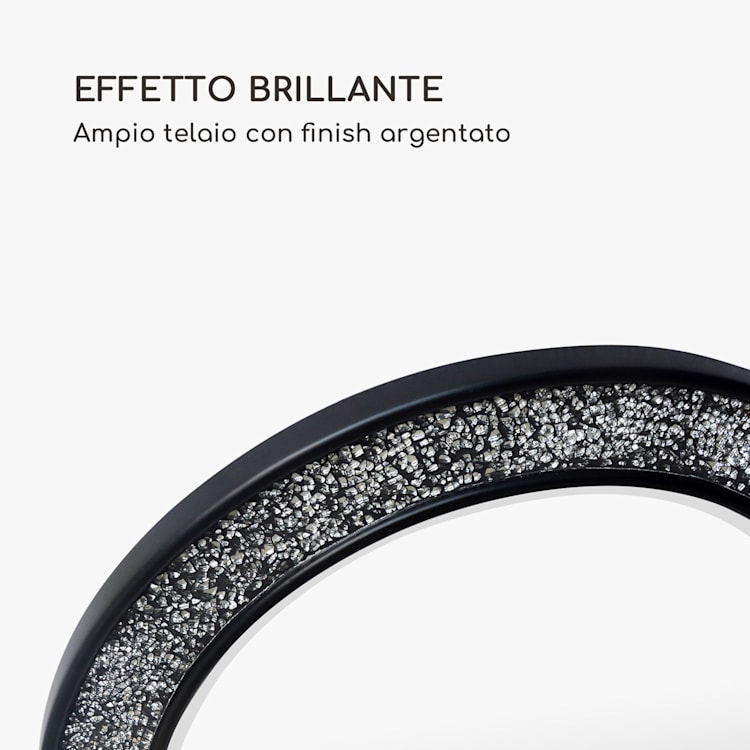 Cheyne specchio da parete, cornice di legno, rotondo, Ø 60 cm, design a mosaico Nero