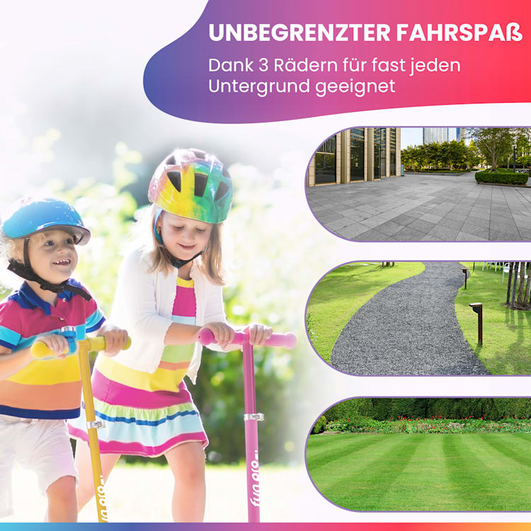 TWO Kinderroller ab 5 Jahre LED-Räder bis 80 kg faltbar Gelb