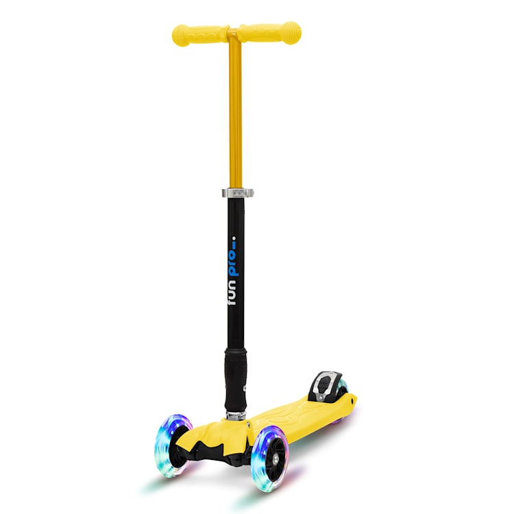 TWO Kinderroller ab 5 Jahre LED-Räder bis 80 kg faltbar Gelb