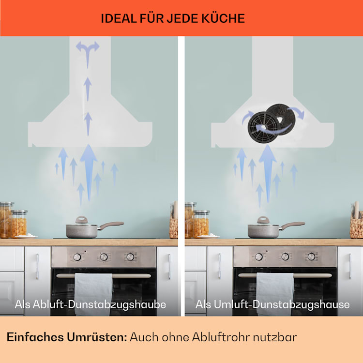 Clara 60 Dunstabzugshaube Glas 509 m³/h Touch Ambiente-Licht 