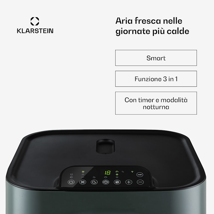 Kraftwerk Eco Smart 11 climatizzatore 3 in 1, 11.500 BTU, controllo via app, telecomando  Antracite