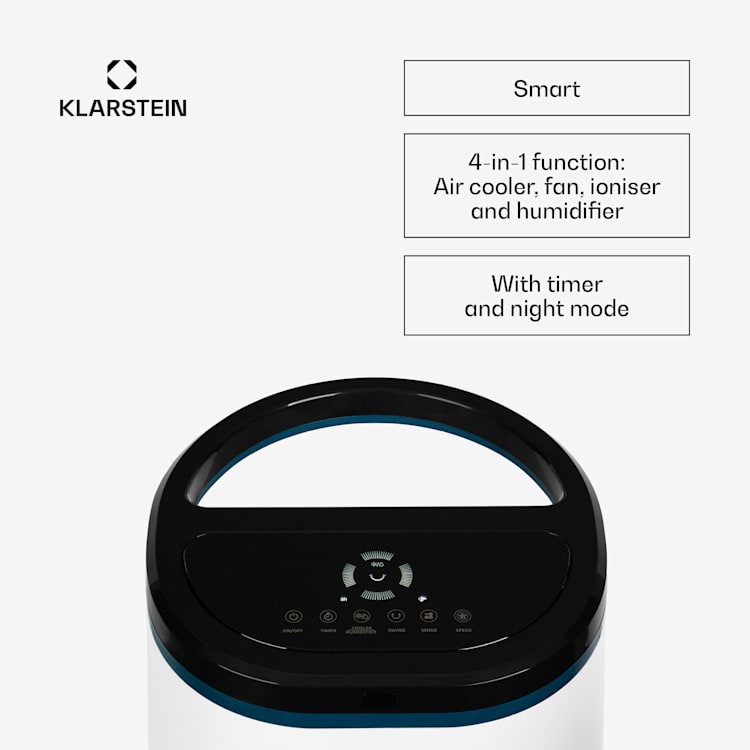 IceWind Plus Smart Smart Refroidisseur d'air 4-en-1 Ventilateur Humidificateur Purificateur d'air Contrôle par application 330 m³/h | Oui | Blanc / noir