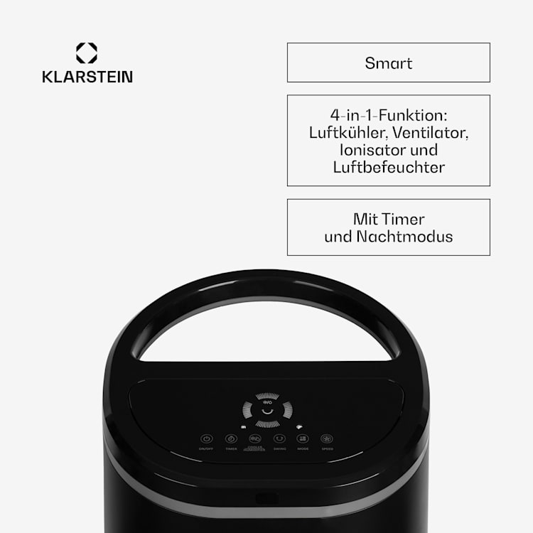 IceWind Plus Smart Smart 4-in-1 Raffreddatore d'aria ventilatore umidificatore purificatore d'aria Controllo tramite App 330 m³/h | Sì | Nero
