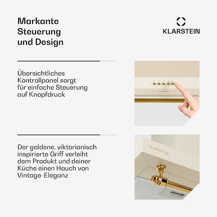 Montblanc 90 Dunstabzugshaube 610m³/h 165W 2x1,5W LED Reling  Vintage-Creme