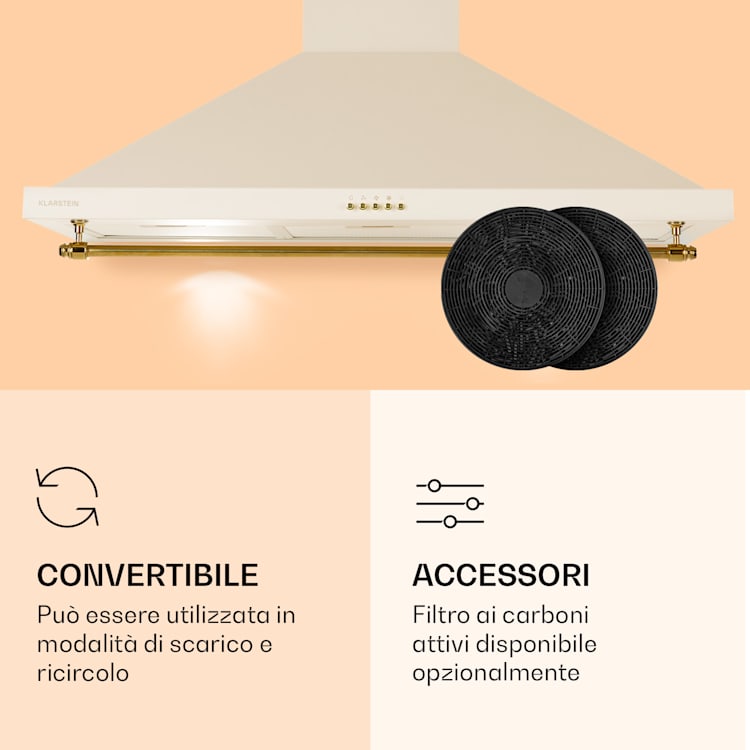 Montblanc 90 - Cappa aspirante, 610 m³/h, 165 W, 2 x 1,5 W, LED, barra per utensili  