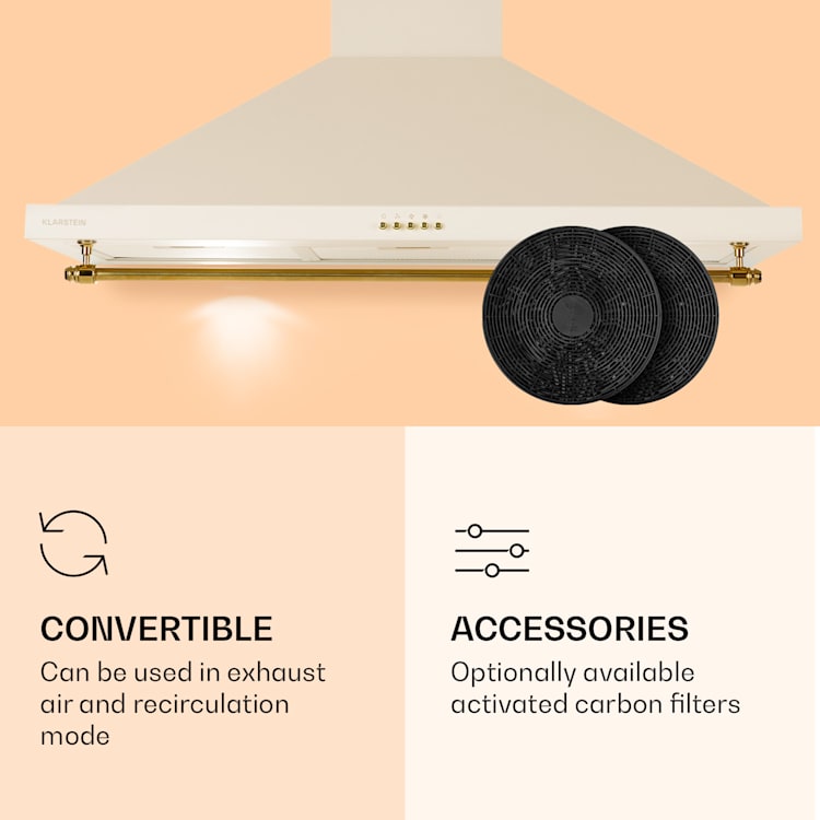 Montblanc 90, napa, 610 m³/h. 165 W, 2 x 1,5 W, LED, letev Vintage kremna