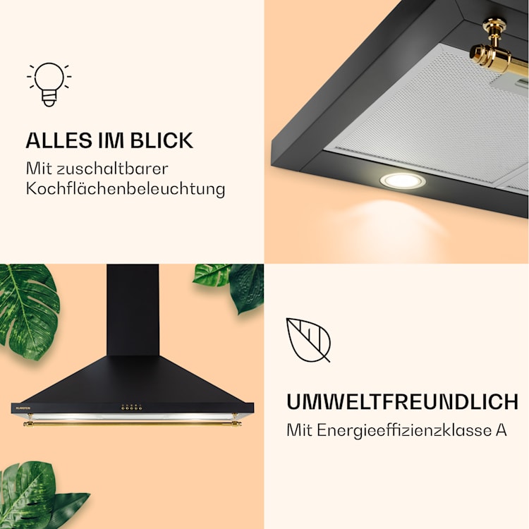 Montblanc 90 Hotte aspirante 610 m³/h 165 W 2 x 1,5 W LED rampe  Noir