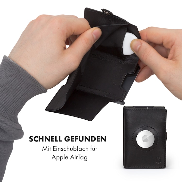 ZNAP Airtag Wallet 12 Karten Münzfach 8,9 x 1,8 x 6,3 cm (BxHxT) RFID-Schutz 