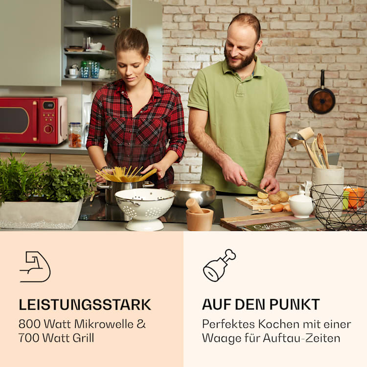 Julieta Mikrowelle mit Grill 20l 700 / 800 W Ø25,5cm 8 Programme Rot