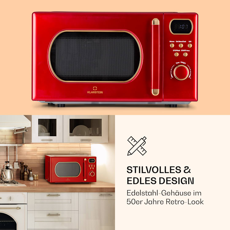 Julieta Mikrowelle mit Grill 20l 700 / 800 W Ø25,5cm 8 Programme Rot