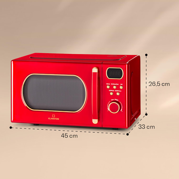 Julieta forno a microonde con grill, 20l, 700 / 800 W, Ø25,5cm, 8 programmi Rosso