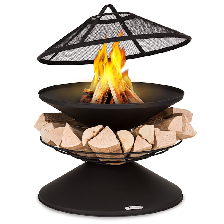 Aguilera Feuerschale mit Grill Ø 65 cm Holzlager Stahl  Schwarz