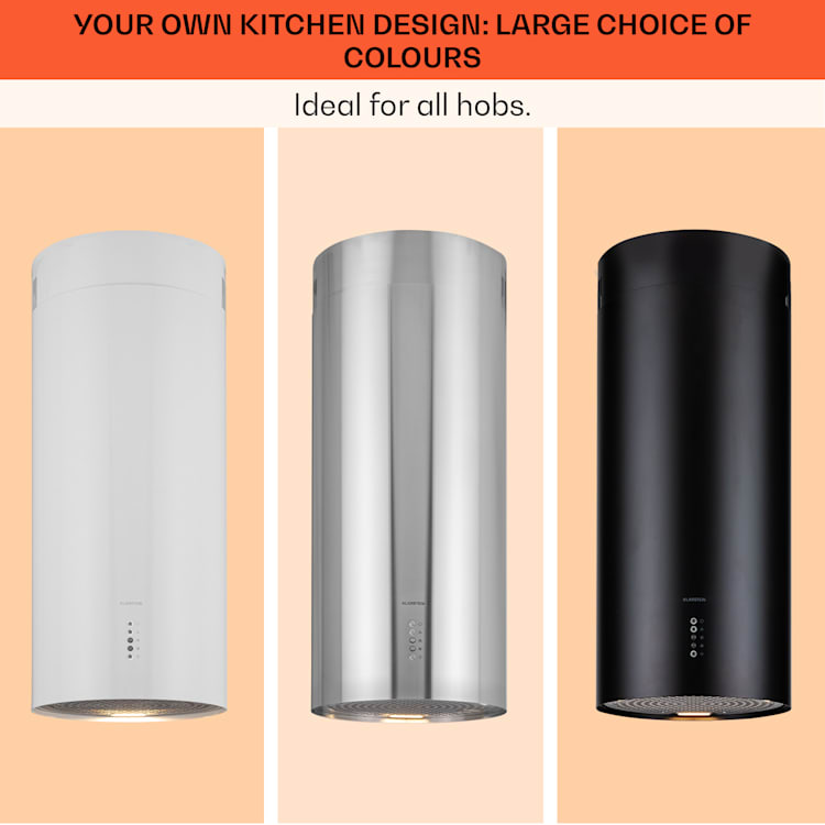 Bolea island extractor hood Ø 38 cm exhaust/recirculation 600 m³/h LED incl. activated carbon filter Black