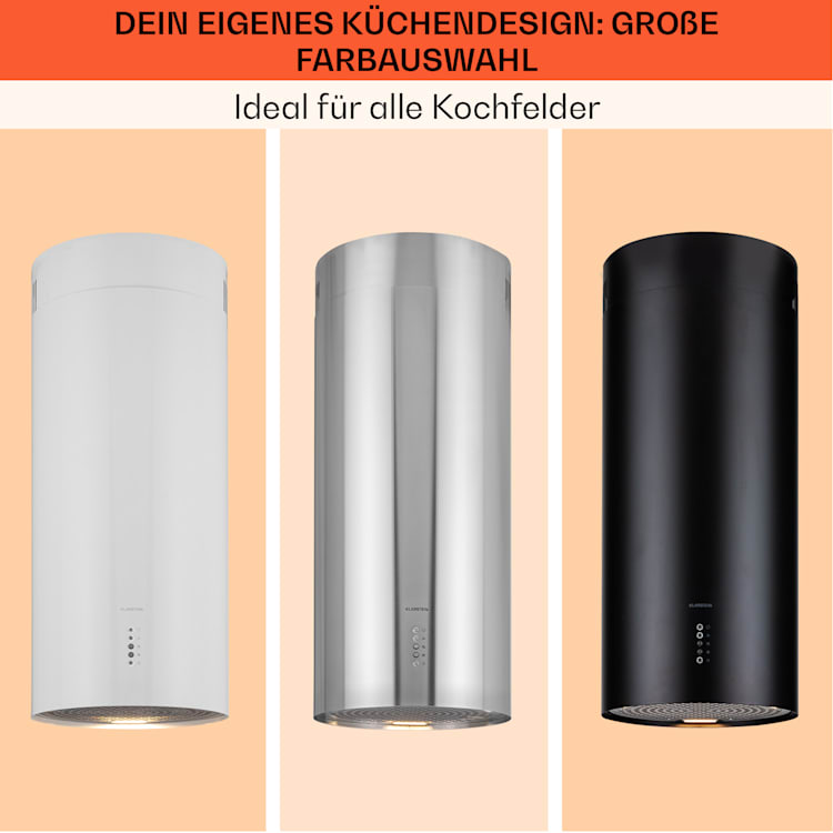 Bolea Inselabzugshaube Ø38cm Ab-/Umluft 600m³/h LED inkl. Aktivkohlefilter Weiß