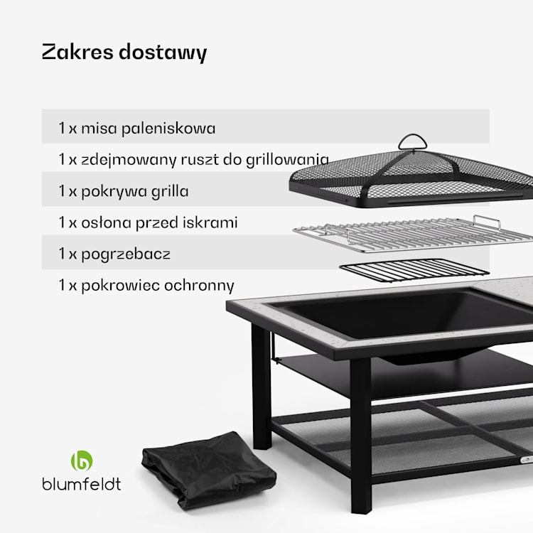 Merano Avanzato L, misa paleniskowa 3 w 1, z funkcją grilla, może być używana jako stół, 122 x 87 cm prostokątny | Biały