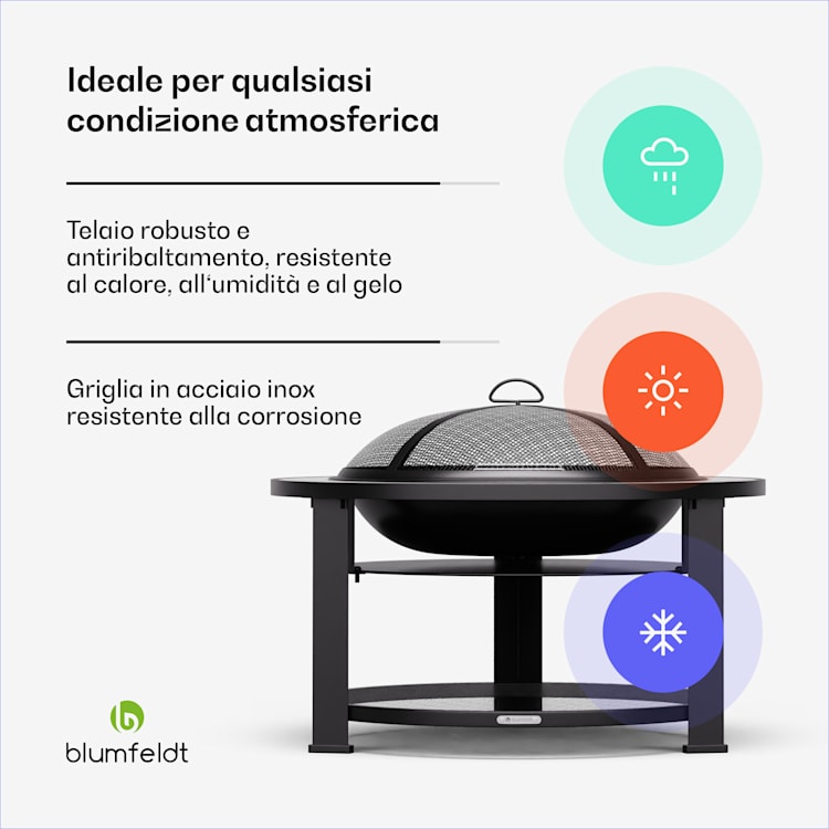 Merano Circolo - Braciere 3 in 1 con funzione grill, utilizzabile come tavolo, 87 cm di diametro round | Bianco