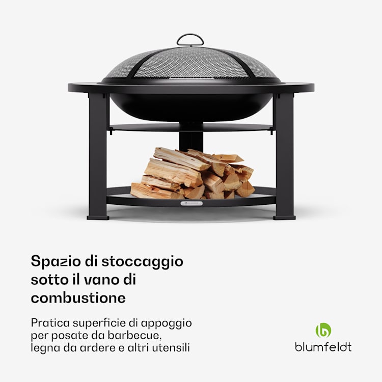 Merano Circolo - Braciere 3 in 1 con funzione grill, utilizzabile come tavolo, 87 cm di diametro round | Bianco