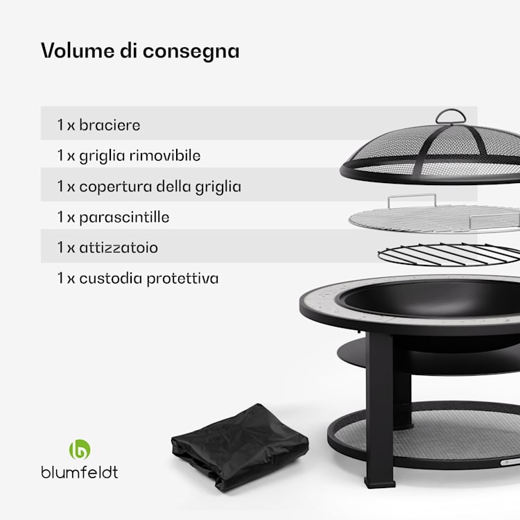 Merano Circolo - Braciere 3 in 1 con funzione grill, utilizzabile come tavolo, 87 cm di diametro round | Bianco