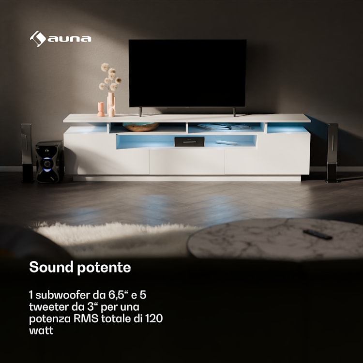 Areal 825 - Impianto audio 5.1 wireless, Bluetooth, 120 W, con funzione karaoke, altoparlanti posteriori wireless 
